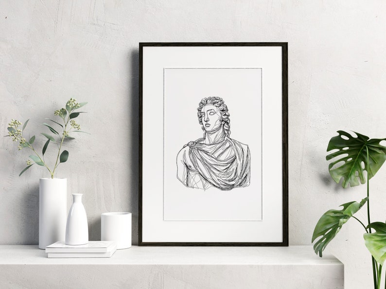Helios Greek God Line Work Illustration | Digital Artwork ...