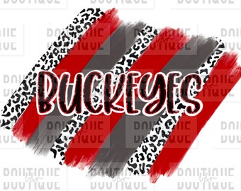 Buckeyes Glitter Leopard PNG Digital Download Hand Drawn for Sublimation, Clipart Tshirt Mug Design & Heat Press Pressing