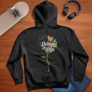 Electrician&#39;s Girl Hoodie,Electrician Gift,Electrician TShirt- Gift for Electrician’s Wife or Girlfriend – Cozy and Colorful Love Design