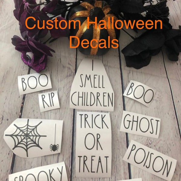 Custom Rae Dunn inspired Halloween decals / Halloween mugs / Halloween Tumblers / Rae Dunn / Farmhouse Halloween / Happy Halloween / Boo