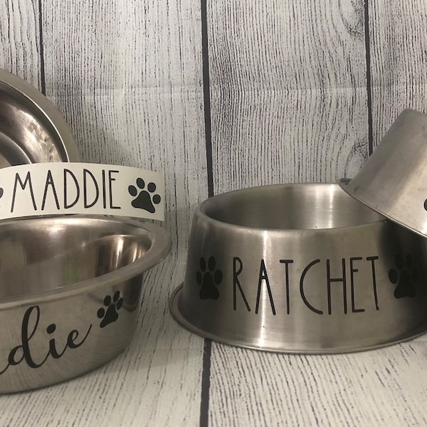 Rae Dunn Inspired & Script personalized dog bowl decals/ Rae Dunn Dog dish / Script personalized food/water bowls / personalized doggy dish