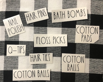 Rae Dunn Inspired Custom Bathroom Storage Decal Labels