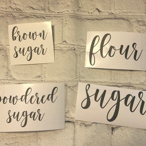 Farmhouse script decals / custom pantry labels / canister labels / pantry organization labels / storage labels / kitchen labels