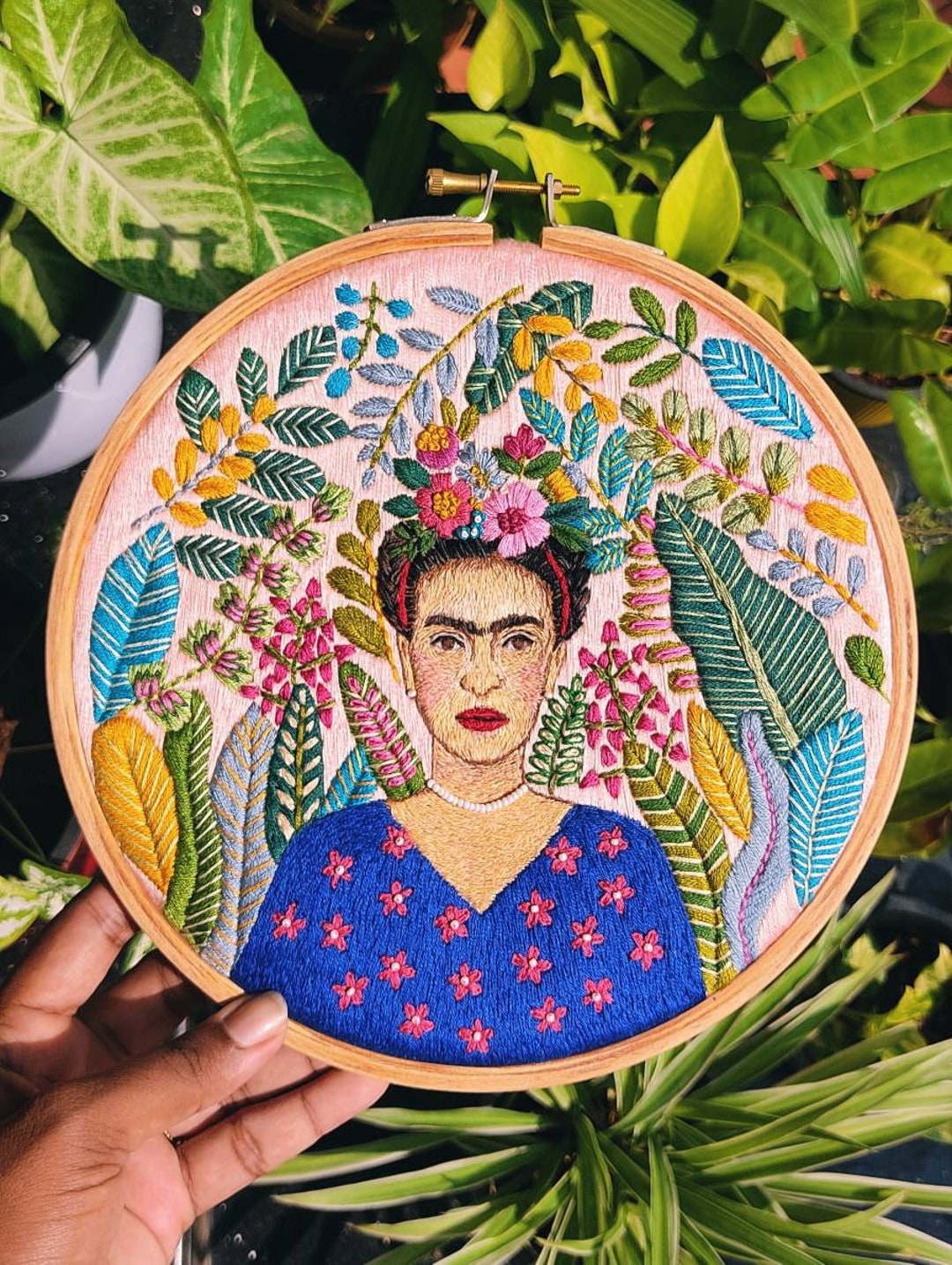 Frida Kahlo Embroidery Hoop Art Floral Portrait of Frida - Etsy