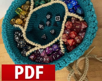 Schema PDF all'uncinetto - Borsa e vassoio Goblin's Dice Hoarder