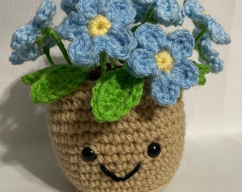 Forget-Me-Not Flowers in Stuffed Pot (crochet)