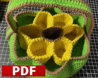 Crochet PDF Pattern- Sunflower Egg Collecting Basket