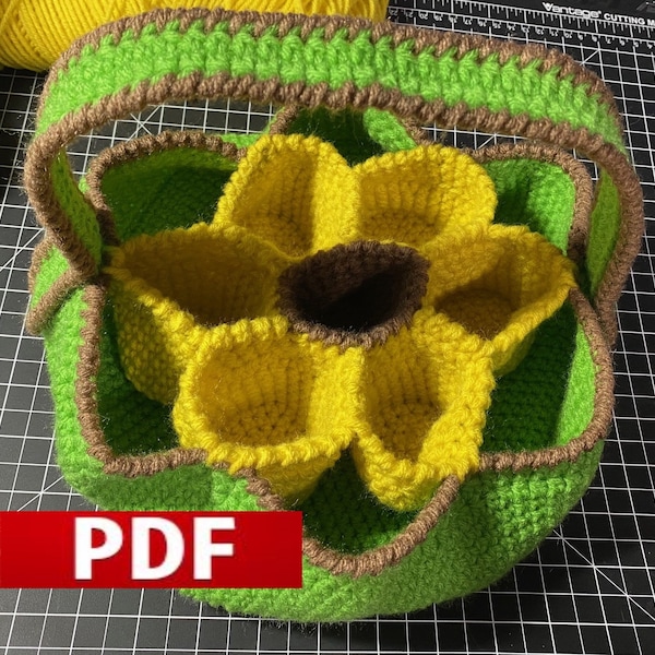 Crochet PDF Pattern- Sunflower Egg Collecting Basket