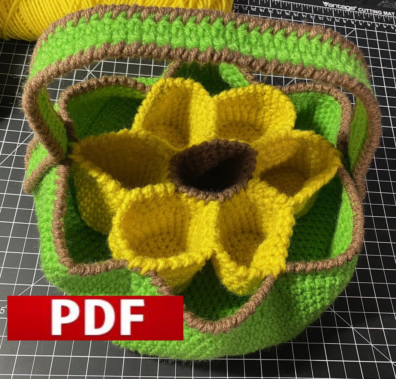 Crochet PDF Pattern- Sunflower Egg Collecting Basket