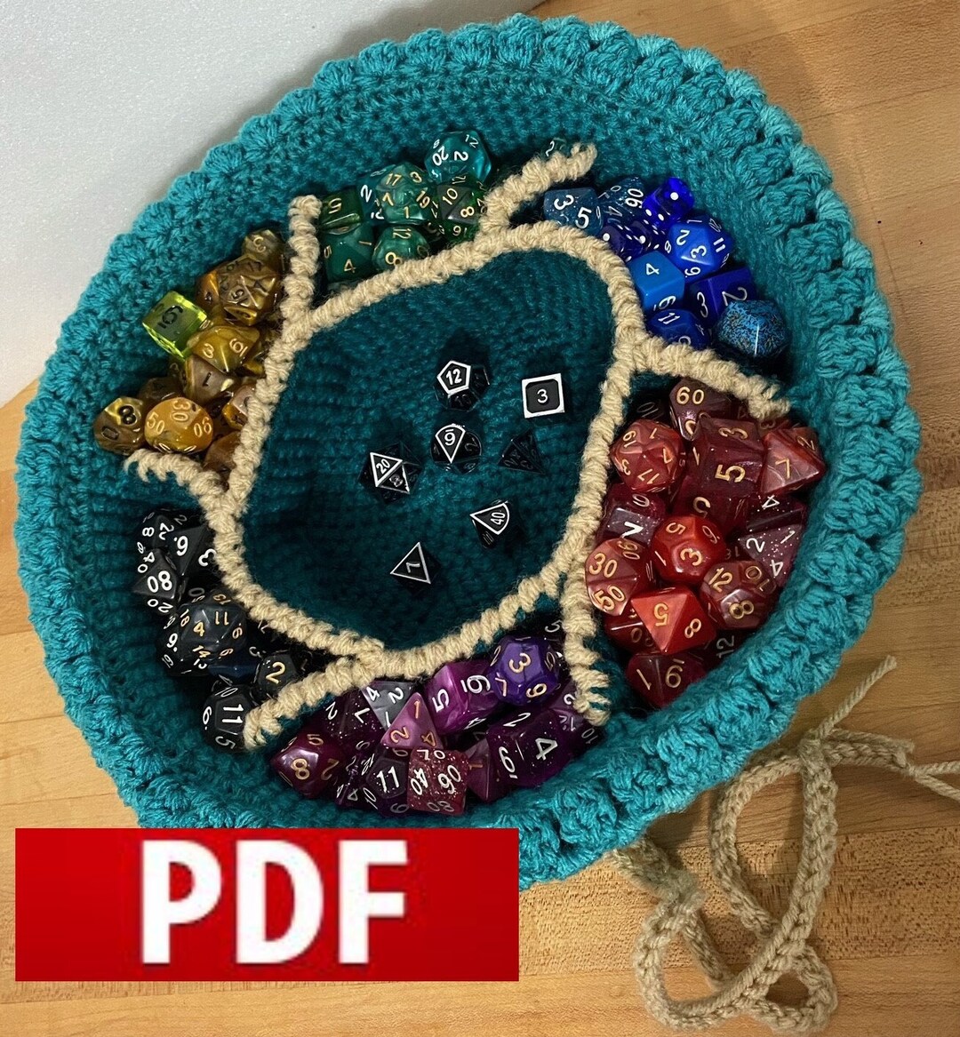 Crochet PDF Pattern Goblin's Dice Hoarder Bag and Tray Etsy