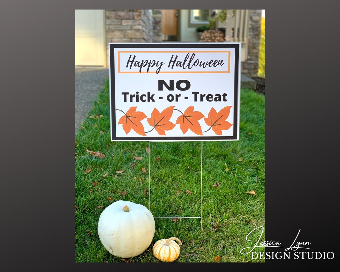 Halloween Yard Sign Image, INSTANT DOWNLOAD, Happy Halloween NO Trick