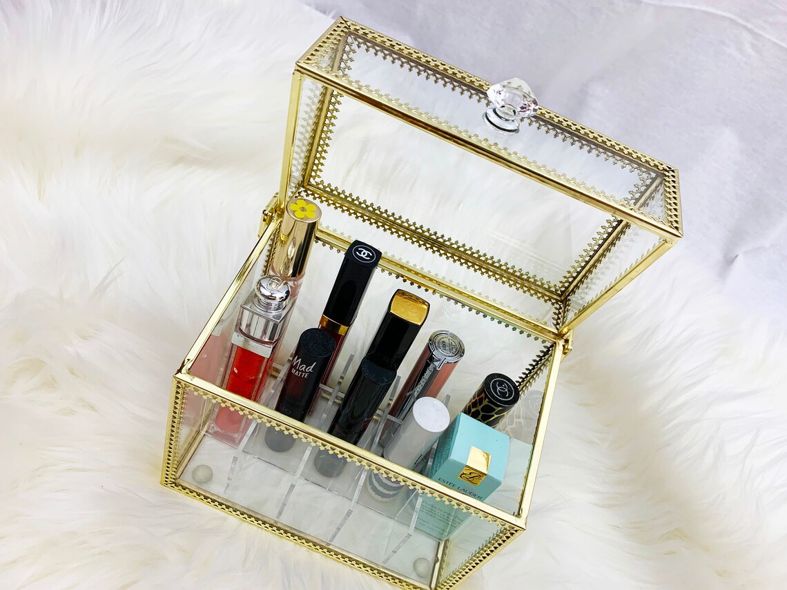 Lipstick Organizer Holder With Lid Transparent Lip Gloss Etsy