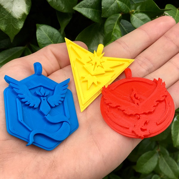 Pokemon GO Teams Keychain, Necklace, Badge, Instinct, Valor, Mystic - 3D Printed