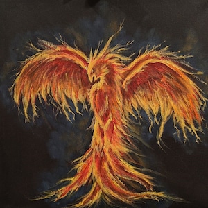 Phoenix Art Print, Abstract Phoenix Abstract Fire Artwork Wall Decor