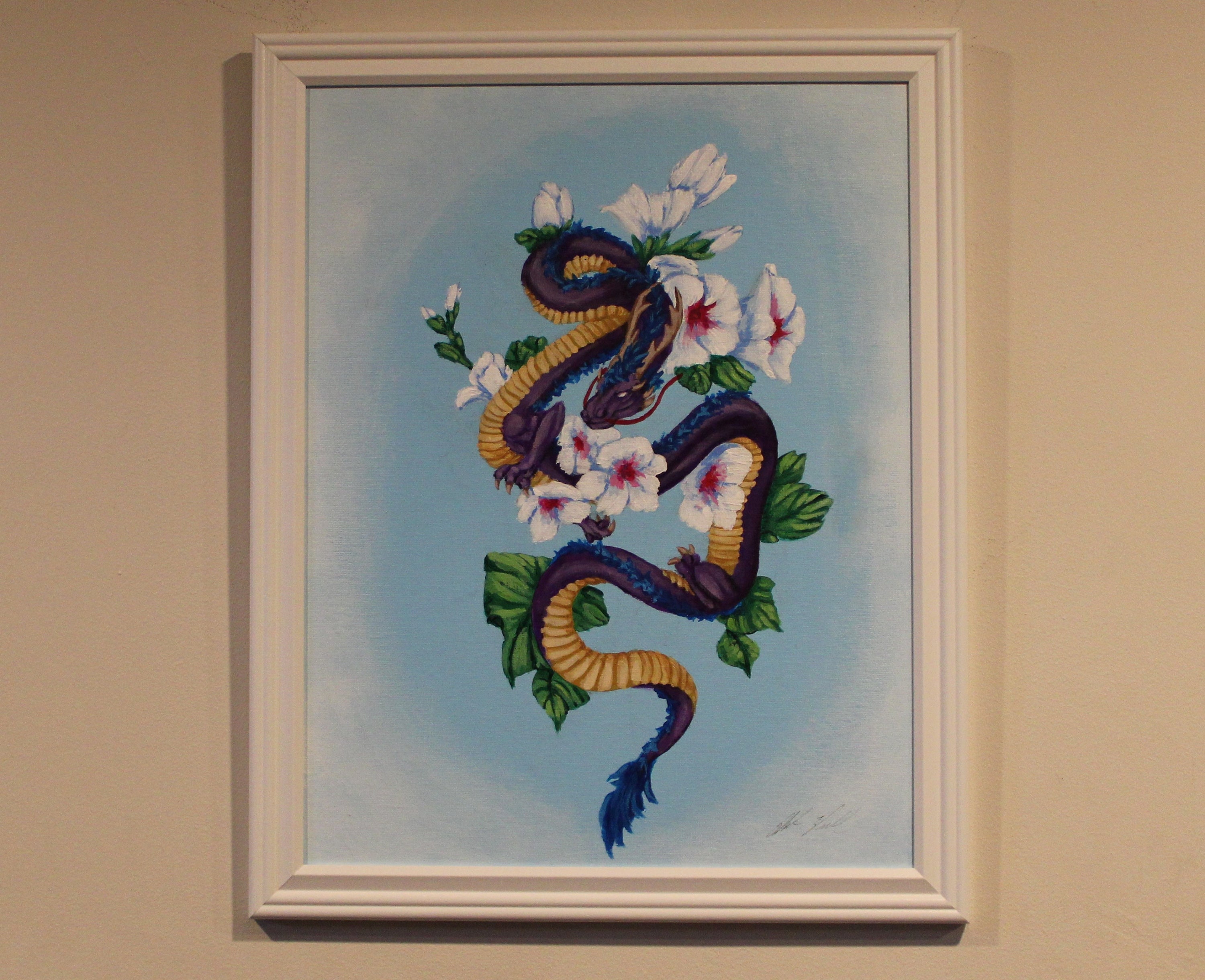 絵画 the baby dragon for peace Satomi M Buy Original Dragon Painting With Flowers, Hand Painted Original