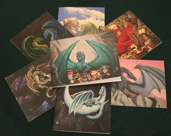 Dragon Cards, Fantasy stationery cards, All Occasion Cards, Set of Notecards, Imaginative Dragon Variety, by Deb Campbell