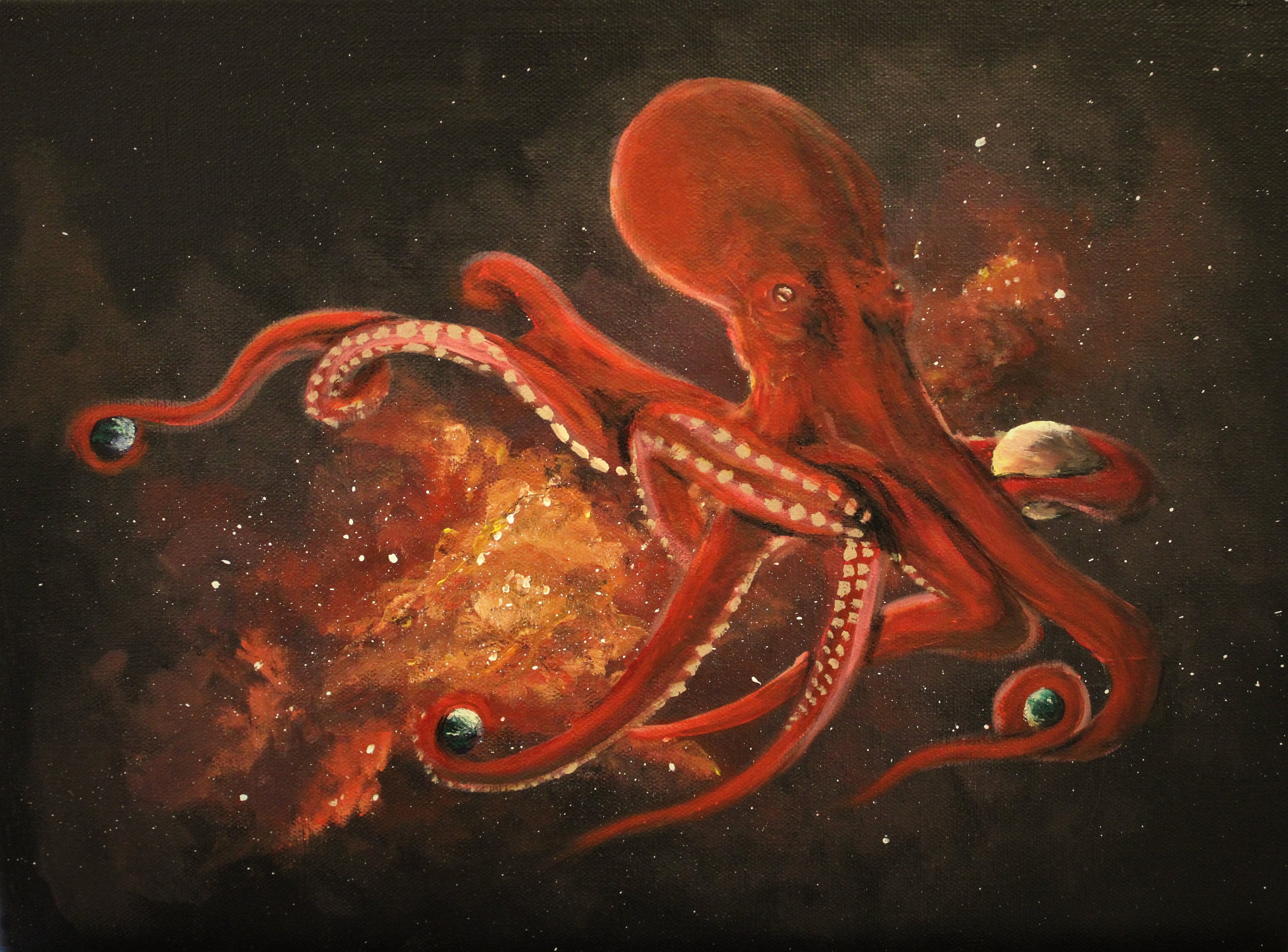 Octopus Art Print, Psychedelic Space Ocean Art, Galaxy Wall Decor