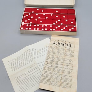 Standard Marblelike Dominoes Set Box and Rule Sheets Puremco Waco Texas