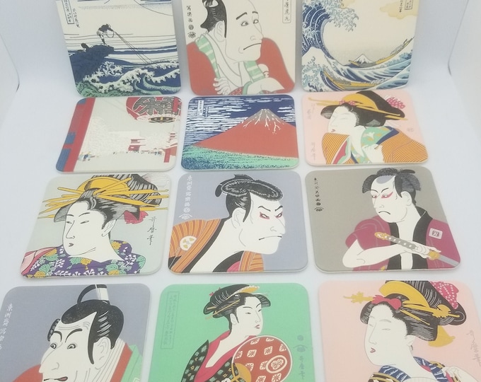 Ukiyoe Coasters of Japanese Fine Art Various Famous Artists Etsy