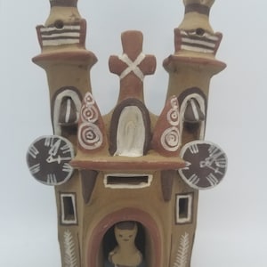 Peruvian Redware Clay Terra Cotta Pottery Mission Church Folk Art Cathedral