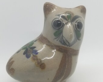 Blue Painted Floral Glazed Tonala Animal Bird Folk Art Pottery Figure Honduras 6 Honduran Handpainted Ceramic Chicken Figurine