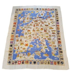 Nappe pour carte de l'Europe avec écussons de pays, bordure fabriquée en Allemagne