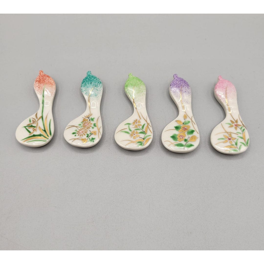 Hashi-oki Chopstick Rests Porcelain Floral Patterns Vintage Set of 5 - Etsy