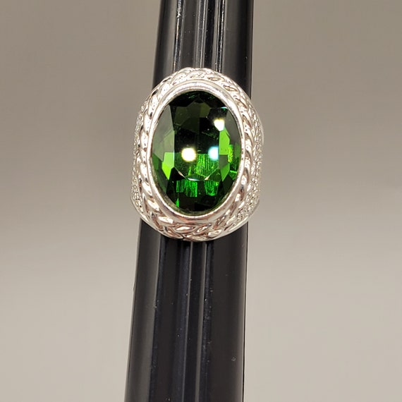 Emerald Green Statement Ring Rhinestone Faceted S… - image 8