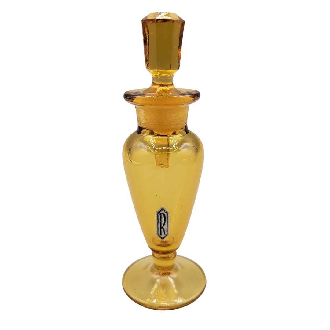 Vintage Amber Perfume Bottle Glass Dabber Letter R Logo Sticker AS IS ...