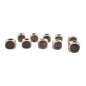 Handmade Bisque Fired Clay Beads Medallion Design Stamped Set of 10