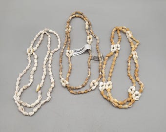 Hilo Hattie Natural Cowrie and Cone Shell Necklaces Overhead Lot of 3
