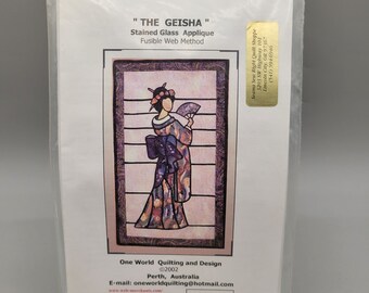 The Geisha Stained Glass Applique Quilt Pattern One World Quilting and Design