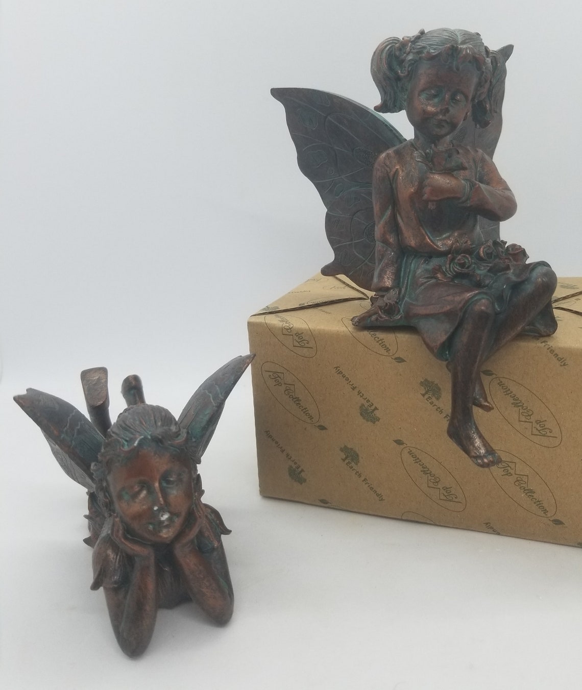 Pair of Fairies Bronze Patina Cast Resin Fairy with Butterfly | Etsy