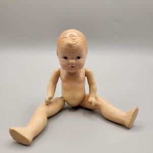 Vintage Composition Doll Baby 9 Inch Jointed Molded Hair Blue Eyes AS IS