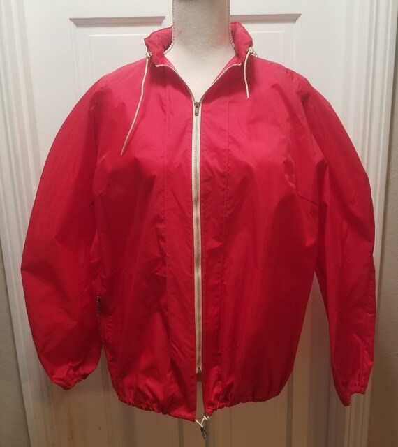 1970s Womens Penneys Surf Breaker California Red Windbreaker Jacket Hood Size XL Etsy