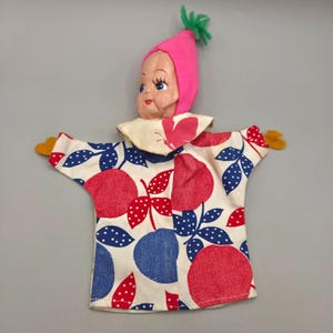 Vintage 1940s Pixie Elf Hand Puppet Painted Fabric Face