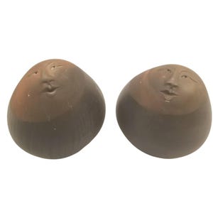 Deva Raku Spirit Ceremonial Rattles Pottery Shakers Faces Pair Nan Emmett