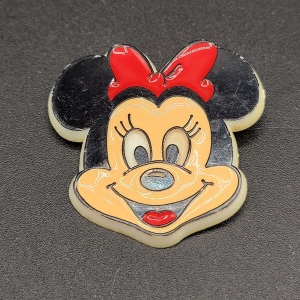 1970's Disney Minnie Mouse Lapel Hat Pin Brooch Hard Plastic Disneyana