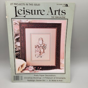 Leisure Arts Craft Book Knit Crochet Paper Projects Cross Stitch December 1988