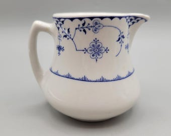 Vintage Shenango Creamer Pitcher Blue Floral Design Anchor Hocking 1980