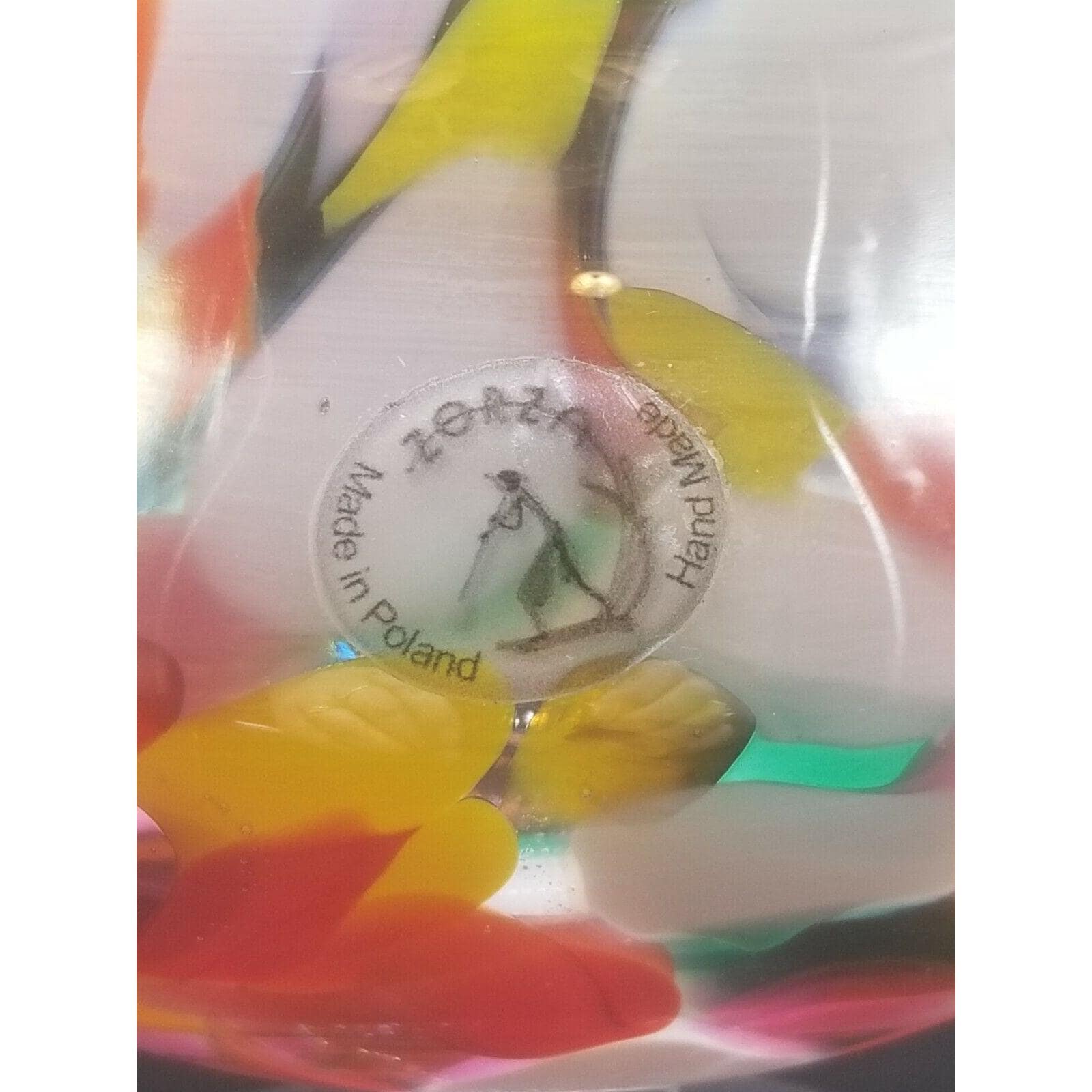 ZORZA Poland Handmade Art Glass Candle Holder Confetti Glass End