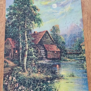 Big 10 Jigsaw Puzzle 1940&#39;s Color Picture Puzzle Mill & Moonlight