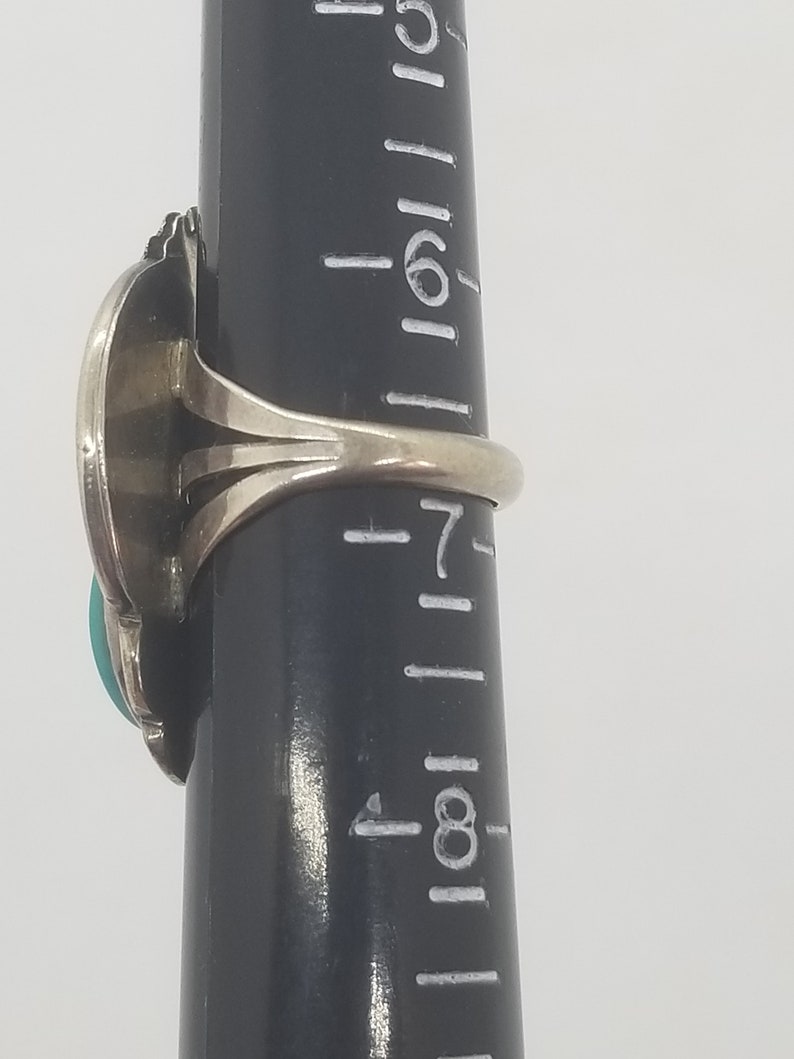Sterling Silver and Turquoise Stone Navajo Inspired Ring Feathers Flower