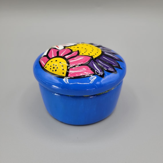 Hand Painted Ceramic Trinket Box with Lift Off Lid Br… Gem