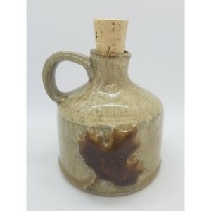 Studio Art Pottery Handcrafted Stoneware Pitcher Jug Maple Leaf Artist Signed