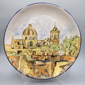 Mexican Guanajuato Pottery Chop Plates Artist Signed Hand Painted Set of 4