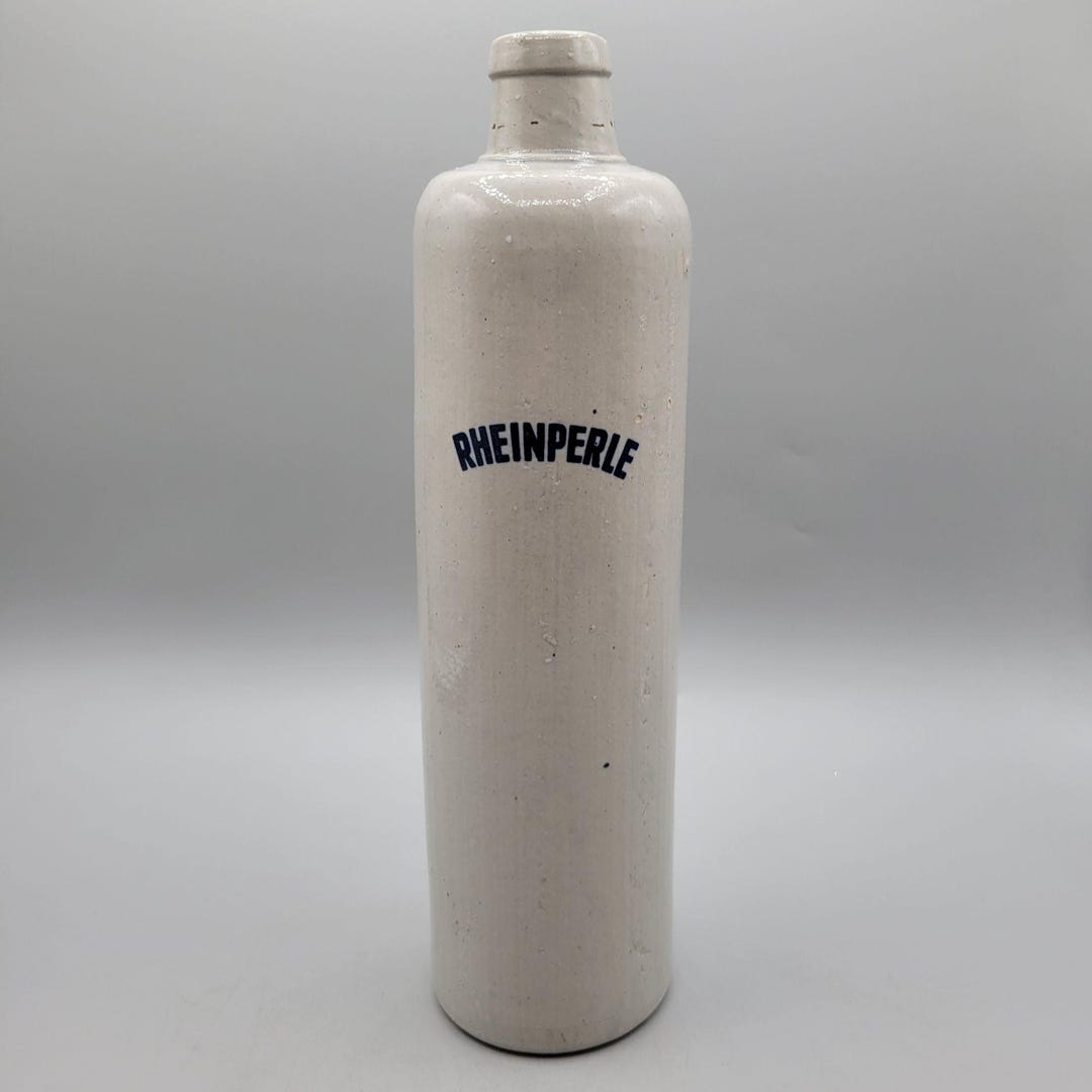アンティーク雑貨 1960s Germany bottle 1960s Rheinperle Stoneware Demijohn Wine Bottle Embossed Salt