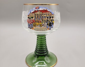 German Sweet Wine Glass Souvenir of Amalienbourg Museum Copenhagen Denmark