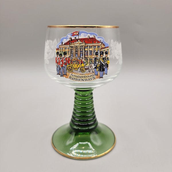 German Sweet Wine Glass Souvenir of Amalienbourg Museum Copenhagen Denmark