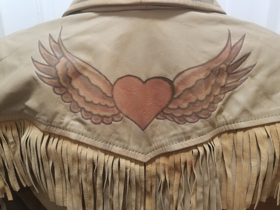 Scully Tan Camel Leather Fringe Tattoo Rodeo Cowb… - image 3